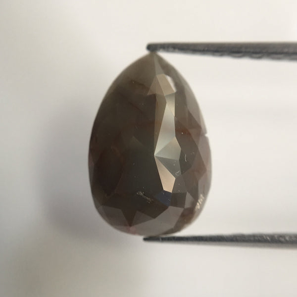 3.39 Ct Brownish Grey Color 10.73 mm X 7.07 mm X 2.76 mm Pear Cut Loose Natural Diamond Grey Rose Cut Natural Loose Diamond AJ07/04