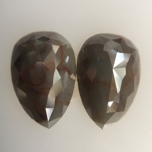 3.39 Ct Brownish Grey Color 10.73 mm X 7.07 mm X 2.76 mm Pear Cut Loose Natural Diamond Grey Rose Cut Natural Loose Diamond AJ07/04