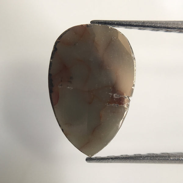 3.39 Ct Brownish Grey Color 10.73 mm X 7.07 mm X 2.76 mm Pear Cut Loose Natural Diamond Grey Rose Cut Natural Loose Diamond AJ07/04