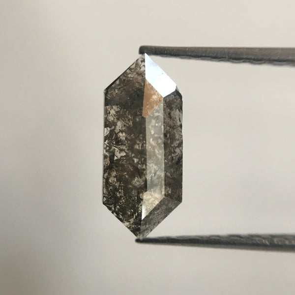 0.72 Ct Salt and Pepper Hexagon shape Natural Diamond, 9.91 mm X 4.27 mm X 1.69 mm Natural Loose Diamond Use for Jewellery AJ01/02