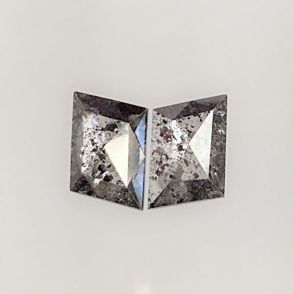 1.76 Ct Transparent Grey Color Parallelogram Cut Natural Pair Diamonds, 6.87 mm x 5.09 mm x 2.25 mm Excellent Diamond for Jewellery SJ93/28