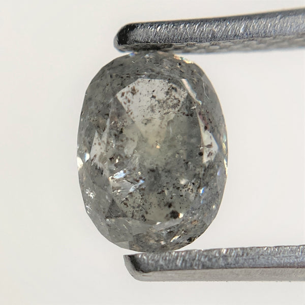 1.35 Ct Natural Loose Diamond Oval Shape Salt and Pepper 6.82 mm x 5.09 mm x 4.22 mm  Gray Oval Shape Rose Cut Natural Loose Diamond SJ93/56