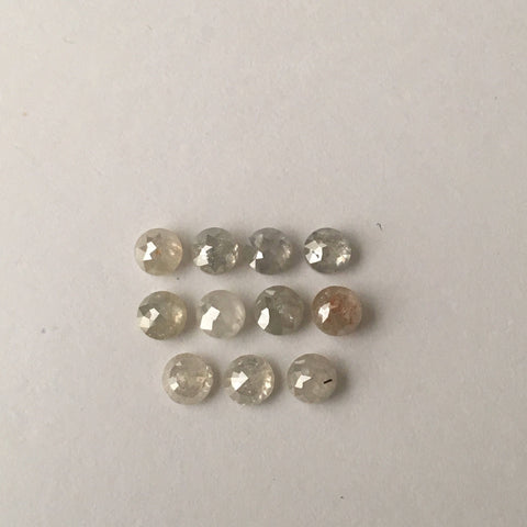 4.92 Ct 4.40 mm to 4.60 mm Natural round Rose cut Silver Gray color 11 Pcs lot, Rose Cut Fancy color Natural Loose diamond AJ09/06