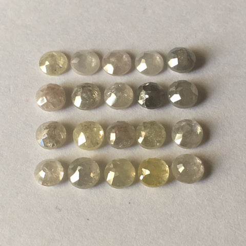 7.61 Ct Natural Rose Cut Light yellow and Gray color round diamond 20 pcs 4.00 mm to 4.30 mm lot, Rose Cut Round shape diamonds AJ09/07