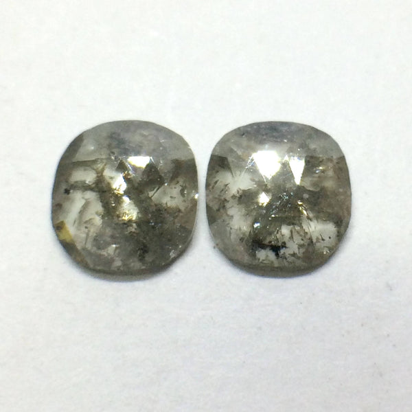 Pair 2.00 Ct Fancy Gray Natural Cushion Shape 7.60 mm X 7.20 mm X 1.70 mm Genuine Polished Rose cut Loose Diamond best for Earrings SJ04/09