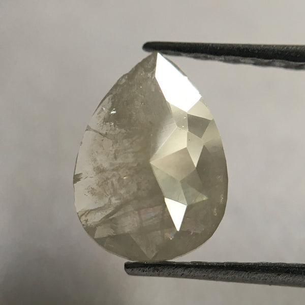 0.69 Ct Pear Shape Fancy Grey Rose Cut Natural Loose Diamond, 7.45 mm x 5.40 mm x 2.00 mm Pear Cut Natural Faceted Loose Diamond SJ27/23