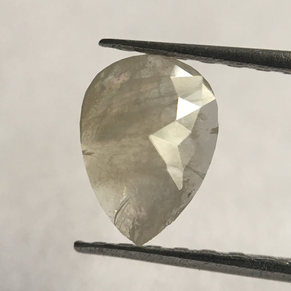 0.69 Ct Pear Shape Fancy Grey Rose Cut Natural Loose Diamond, 7.45 mm x 5.40 mm x 2.00 mm Pear Cut Natural Faceted Loose Diamond SJ27/23