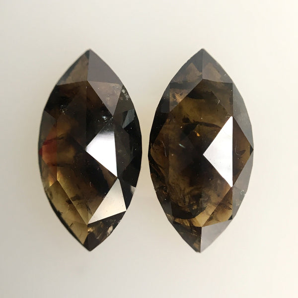 2.09 Ct Natural Marquise Shape Cognac Brown Transparent Rose cut Loose Diamond 9.70 mm x 4.97 mm x 2.60 mm Diamond for Stud Earring AJ10/17