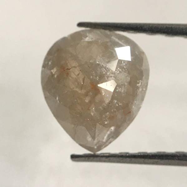 0.84 Carat Pear Shape Brownish Grey Natural Rose Cut Loose Diamond, 7.13 mm X 6.28 mm X 2.32 mm Rose Cut Natural Loose Diamond AJ12/06