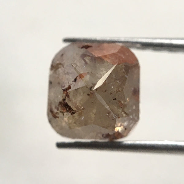 1.82 Ct Cushion Shape Fancy Brown Gray Natural Loose Diamond, 6.43 mm X 6.14 mm x 5.00 mm Cushion Shape Rose Cut Natural Diamond AJ13/17