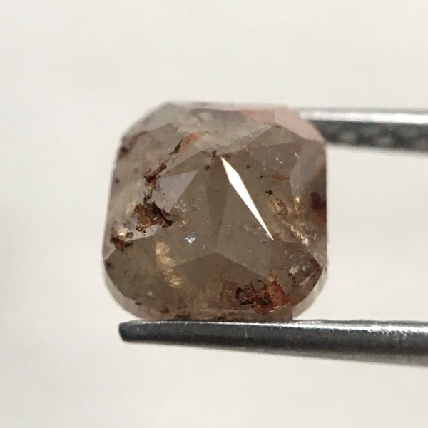 1.82 Ct Cushion Shape Fancy Brown Gray Natural Loose Diamond, 6.43 mm X 6.14 mm x 5.00 mm Cushion Shape Rose Cut Natural Diamond AJ13/17