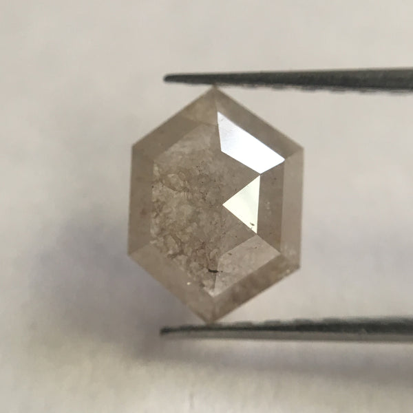 1.14 Ct Hexagon shape Natural Loose Diamond 8.90 mm X 6.50 mm x 2.25 mm Fancy Grey Color Hexagon Diamond Use for Jewellery making SJ28/15