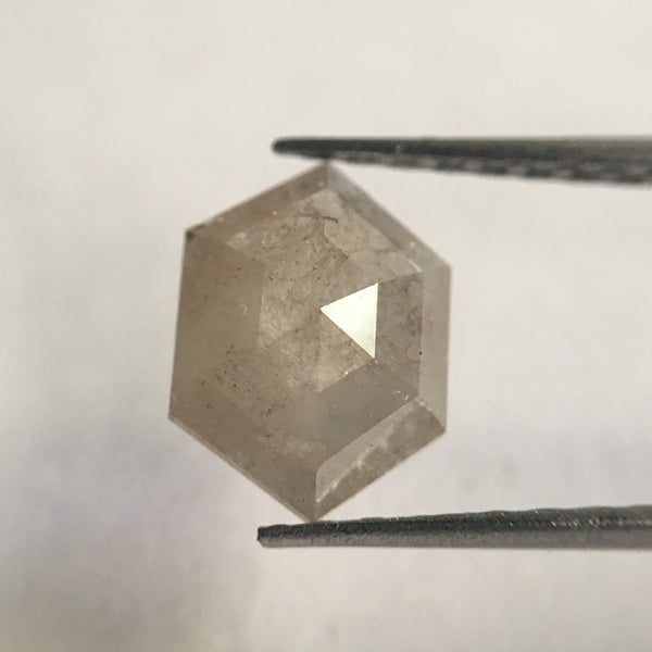 1.14 Ct Hexagon shape Natural Loose Diamond 8.90 mm X 6.50 mm x 2.25 mm Fancy Grey Color Hexagon Diamond Use for Jewellery making SJ28/15