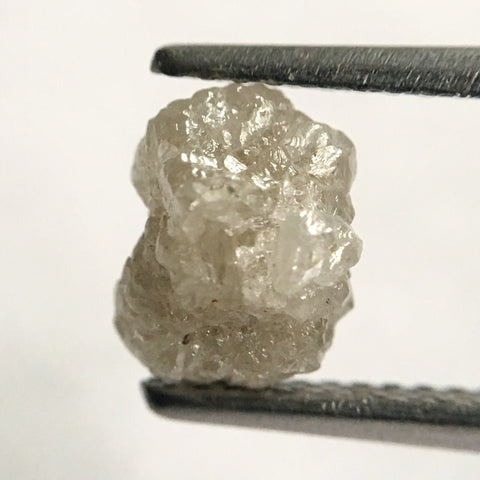 1.68 Ct 7.60 mm x 6.10 mm Natural Raw Rough Uncut Loose Diamond Grey Color, Shining Diamond Crystal Earth Mined Origin South Africa SJ24/27