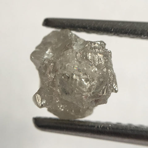 1.66 Ct Natural Raw Rough Uncut Loose Diamond 6.65 mm x 5.50 mm Grey Color, Natural Raw Diamond Crystal Earth Mined Origin Africa SJ24/51