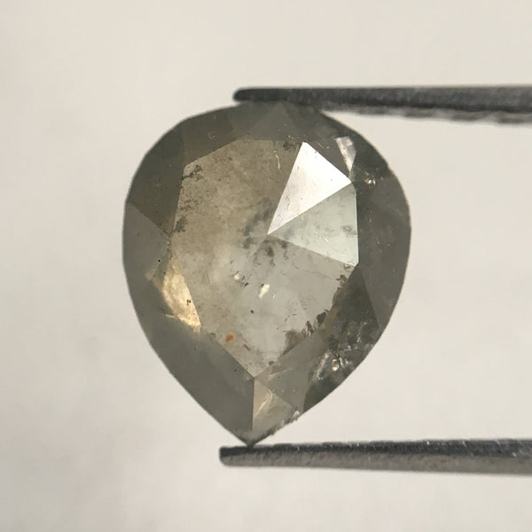 Genuine 1.15 Ct Fancy Grey Color 8.00 mm X 6.70 mm Pear Cut Loose Natural Diamond, Grey Rose Cut Pear Natural Loose Diamond SJ30/39