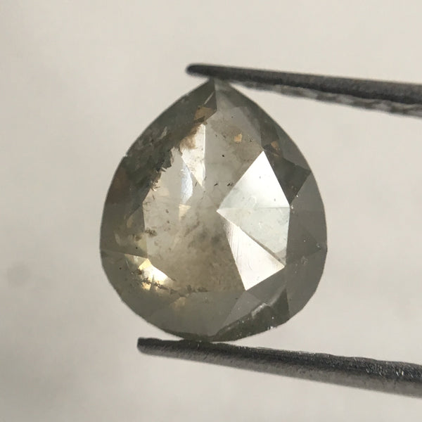 Genuine 1.15 Ct Fancy Grey Color 8.00 mm X 6.70 mm Pear Cut Loose Natural Diamond, Grey Rose Cut Pear Natural Loose Diamond SJ30/39