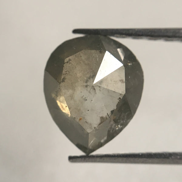 Genuine 1.15 Ct Fancy Grey Color 8.00 mm X 6.70 mm Pear Cut Loose Natural Diamond, Grey Rose Cut Pear Natural Loose Diamond SJ30/39