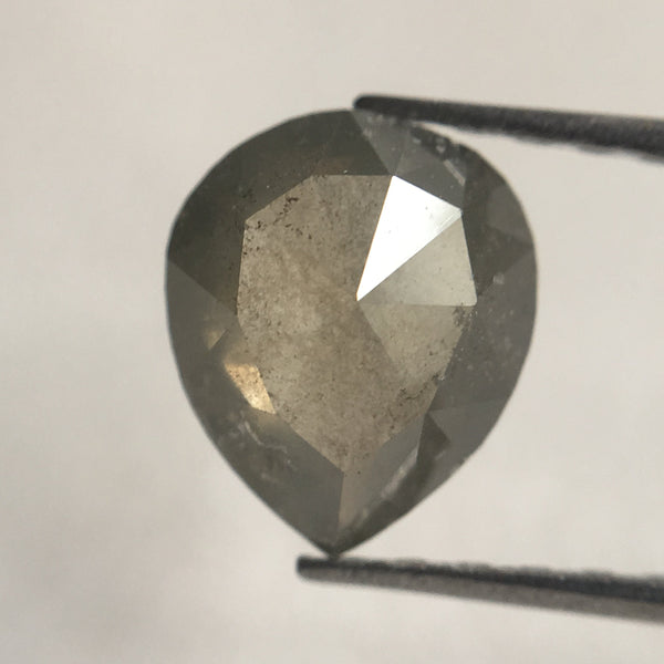 1.13 Ct Fancy Grey Color 8.00 mm X 6.70 mm X 2.90 mm Pear Cut Loose Natural Diamond, Grey Rose Cut Pear Natural Loose Diamond SJ30/41