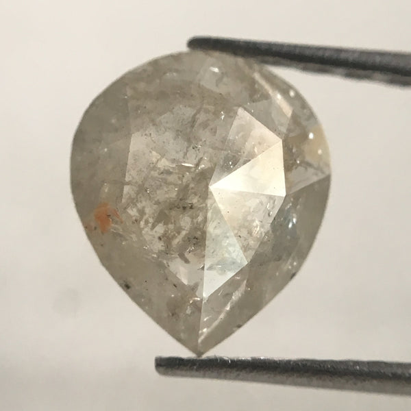 0.78 Ct Grey Color Pear Cut Loose Natural Diamond, 7.60 mm X 6.60 mm X 2.15 mm Grey Rose Cut Pear Natural Loose Diamond SJ30/47