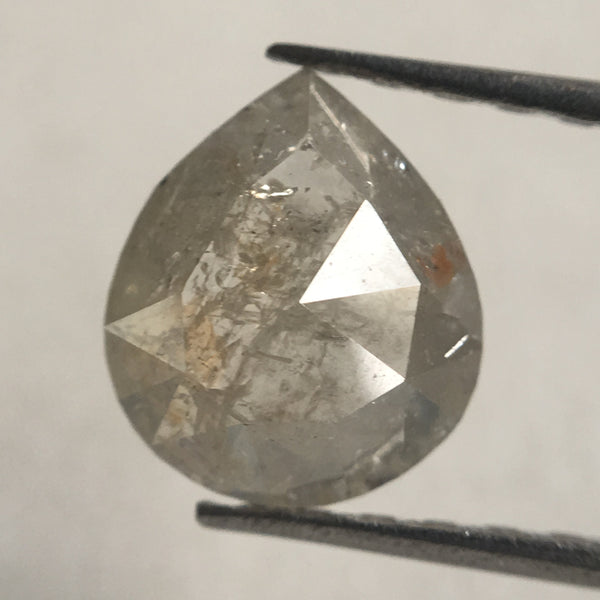 0.78 Ct Grey Color Pear Cut Loose Natural Diamond, 7.60 mm X 6.60 mm X 2.15 mm Grey Rose Cut Pear Natural Loose Diamond SJ30/47