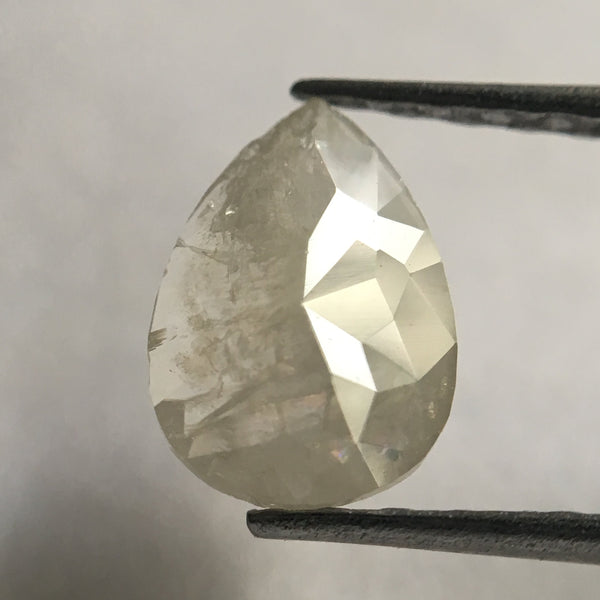 0.69 Ct Pear Shape Fancy Grey Rose Cut Natural Loose Diamond, 7.45 mm x 5.40 mm x 2.00 mm Pear Cut Natural Faceted Loose Diamond SJ27/23