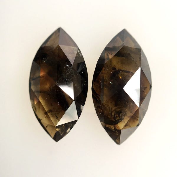 2.09 Ct Natural Marquise Shape Cognac Brown Transparent Rose cut Loose Diamond 9.70 mm x 4.97 mm x 2.60 mm Diamond for Stud Earring AJ10/17