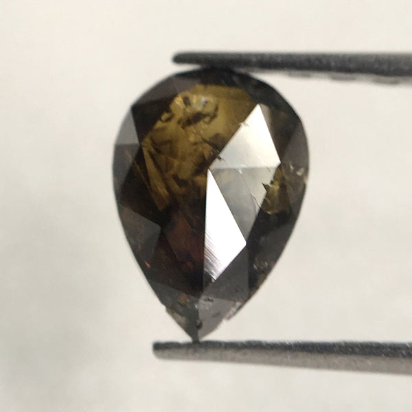 0.79 Ct Pear Shape Dark Brown Rose cut Natural Loose Diamond, 6.85 mm x 4.93 mm X 2.72 mm Fancy Color Natural Loose Diamond for ring AJ10/23