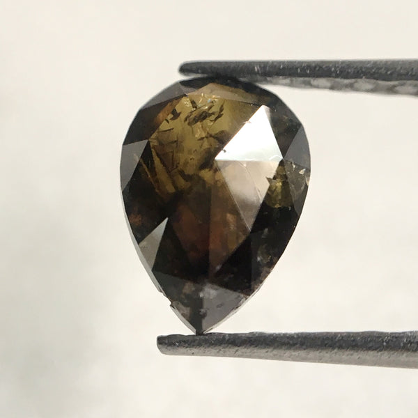 0.79 Ct Pear Shape Dark Brown Rose cut Natural Loose Diamond, 6.85 mm x 4.93 mm X 2.72 mm Fancy Color Natural Loose Diamond for ring AJ10/23