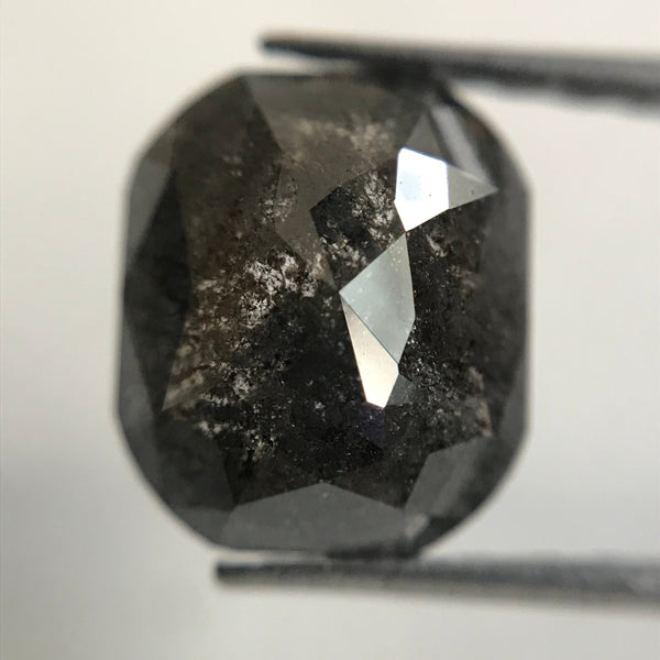 1.46 Ct Natural Oval Shape Dark Grey Transparent Rose cut Diamond, 7.81 mm x 6.70 mm x 3.00 mm Size Rustic Natural Loose Diamond SJ31/31