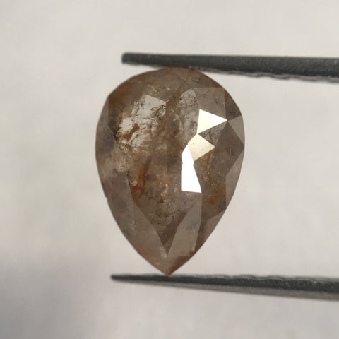 1.32 Ct Transparent Fancy Grey 8.20 mm X 6.00 mm x 3.30 mm Pear Cut Loose Natural Diamond, Brown Grey Rose Cut Pear Natural Diamond SJ28/12