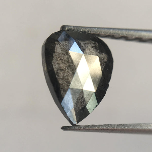 0.61 Ct Pear Cut 6.70 mm X 5.50 mm x 1.90 mm Loose Natural Diamond Dark Grey Color, Grey Rose Cut Pear Natural Loose Diamond SJ33/17