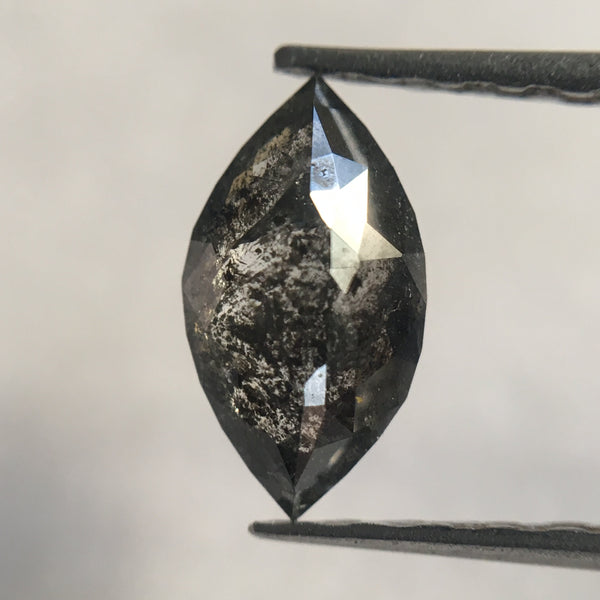 0.56 CT 7.79 mm x 4.36 mm x 2.31 mm Grey Marquise Shaped Natural Brilliant Cut Diamond Loose, Salt & pepper Rose Cut Loose Diamond SJ33/21