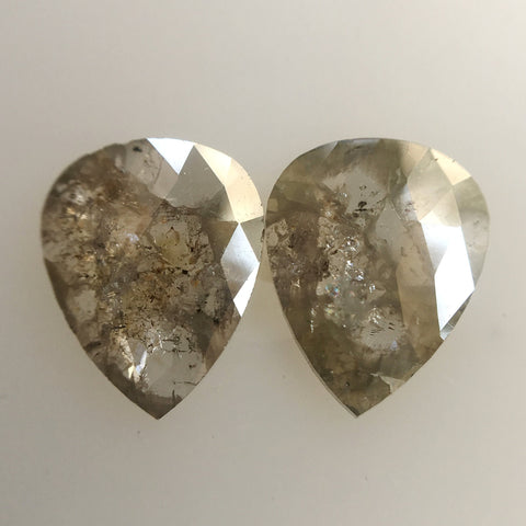 1.39 Ct Pear Shape Gray Rose cut Natural Loose Diamond, 8.20 mm X 6.50 mm X 1.30 mm Pear shape Diamond for Earrings SJ01/13