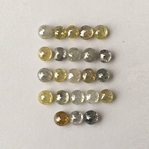 23 Pcs 3.5 to 4 mm Size 7.36 Ct Rose Cut Mix Color Natural Loose Diamond, Rose Cut Round Shape Natural Loose Diamonds/Rustic Diamond AJ09/09