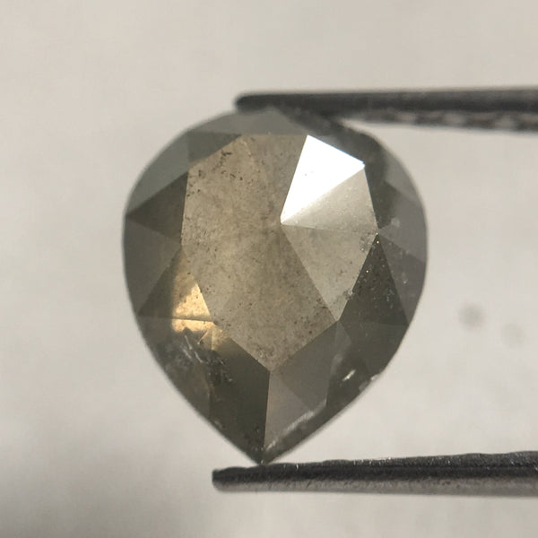 1.13 Ct Fancy Grey Color 8.00 mm X 6.70 mm X 2.90 mm Pear Cut Loose Natural Diamond, Grey Rose Cut Pear Natural Loose Diamond SJ30/41