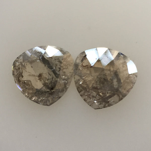 2.31 Ct pair Fancy Gray Natural Pear Shape 8.77 mm X 9.10 mm X 1.30 mm Genuine Polished Rose cut Loose Diamond best for Earrings SJ04/07