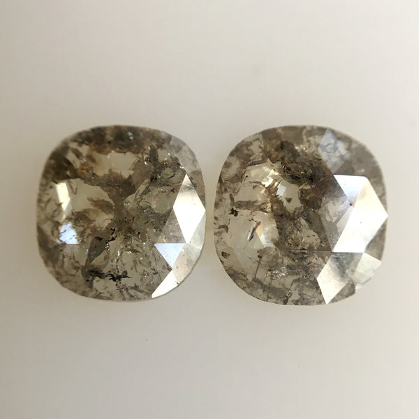 Pair 2.00 Ct Fancy Gray Natural Cushion Shape 7.60 mm X 7.20 mm X 1.70 mm Genuine Polished Rose cut Loose Diamond best for Earrings SJ04/09