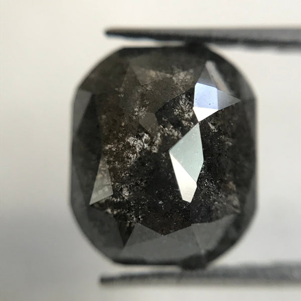 1.46 Ct Natural Oval Shape Dark Grey Transparent Rose cut Diamond, 7.81 mm x 6.70 mm x 3.00 mm Size Rustic Natural Loose Diamond SJ31/31