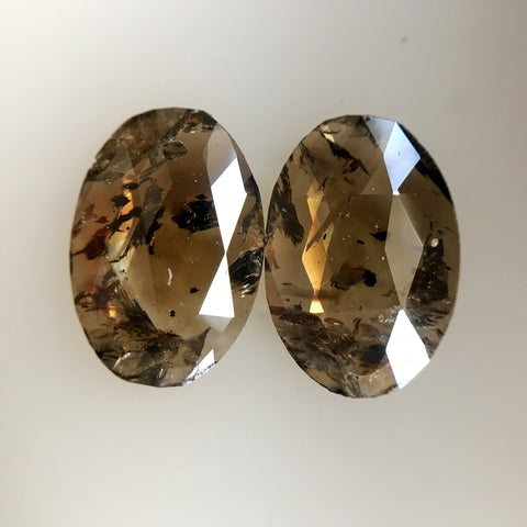 1.82 Ct Natural Brown Color Oval Shape 8.80 mm x 6.15 mm x 1.65 mm Diamond Pair, oval cut natural loose Diamond SJ33/03