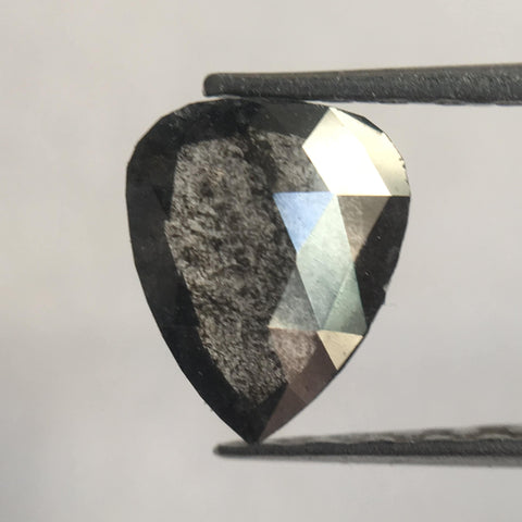 0.61 Ct Pear Cut 6.70 mm X 5.50 mm x 1.90 mm Loose Natural Diamond Dark Grey Color, Grey Rose Cut Pear Natural Loose Diamond SJ33/17