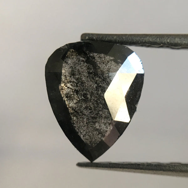 0.61 Ct Pear Cut 6.70 mm X 5.50 mm x 1.90 mm Loose Natural Diamond Dark Grey Color, Grey Rose Cut Pear Natural Loose Diamond SJ33/17