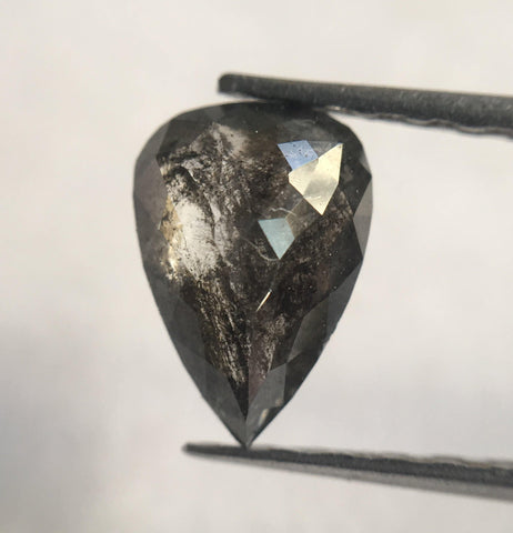 0.63 Ct Pear Cut 7.09 mm X 4.98 mm x 2.60 mm Loose Natural Diamond Dark Grey Color, Grey Rose Cut Pear Natural Loose Diamond SJ33/19