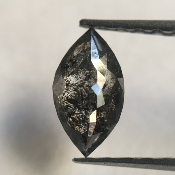 0.56 CT 7.79 mm x 4.36 mm x 2.31 mm Grey Marquise Shaped Natural Brilliant Cut Diamond Loose, Salt & pepper Rose Cut Loose Diamond SJ33/21