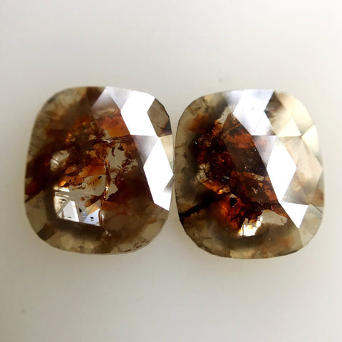 Pair 2.61 ct Natural Brownish Transparent Gray Oval Shape Rose cut Diamond 9.60 mm X 8.26 mm X 1.40 mm Beautiful sparkling faceted  SJ01/20