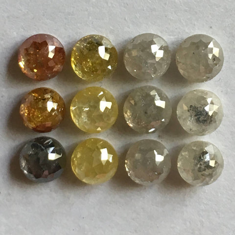 6.14 Ct Round Rose cut Natural diamond 12 Pcs lot multi color, 4.50 mm to 4.70 mm Mix color round rose cut Natural diamond AJ09/05