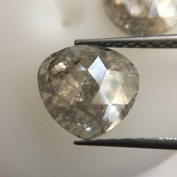 2.31 Ct pair Fancy Gray Natural Pear Shape 8.77 mm X 9.10 mm X 1.30 mm Genuine Polished Rose cut Loose Diamond best for Earrings SJ04/07