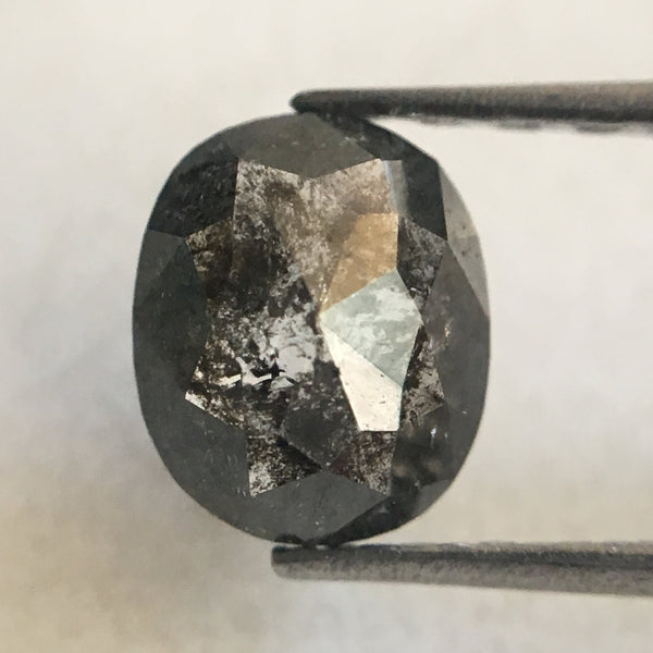 0.57 Ct Oval Cut Fancy Gray Color Natural Loose Diamond, 6.00 mm X 5.00 mm Grey Oval Shape Rose Cut Natural Loose Diamond SJ35/08