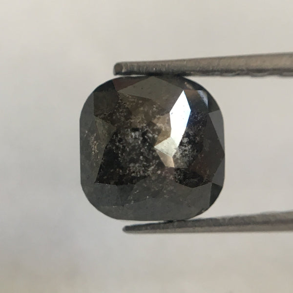 1.09 Ct Cushion Shape Fancy Dark Grey Natural Loose Diamond 5.40 mm X 5.30 mm X 3.60 mm, Cushion Cut Rose Cut Natural Loose Diamond SJ35/14