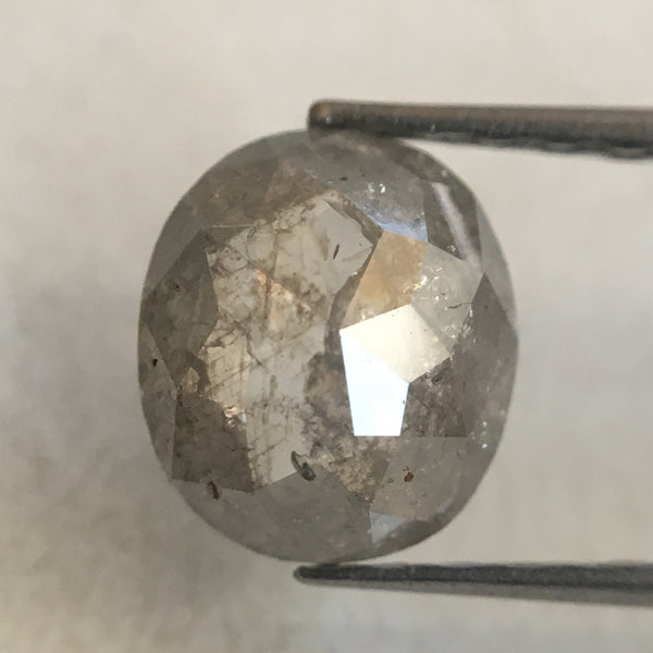 0.95 Ct Oval Cut Fancy Gray Color Natural Loose Diamond, 7.15 mm X 6.25 mm X 2.50 mm Grey Oval Shape Rose Cut Natural Loose Diamond SJ36/03